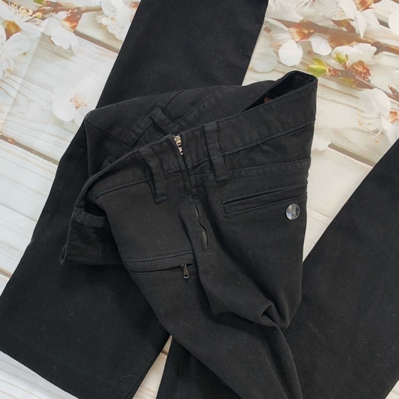 𝅺TORY Burch Super Skinny Zipper Moto Jeans 27 Black - Picture 5 of 11